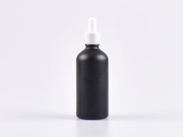 Schwarzglasflasche 100ml, mit Pipette weiss